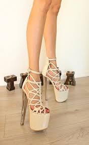 Cream Lazer 20 Cm High Heel Platform Shoes Pole Dance Stiletto Heels Fashion High Heels High Heels