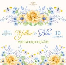 Download 47,966 blue yellow border stock illustrations, vectors & clipart for free or amazingly low rates! Watercolor Flowers Clipart Floral Clip Art Yellow Flower Etsy Flower Clipart Watercolor Flowers Clip Art
