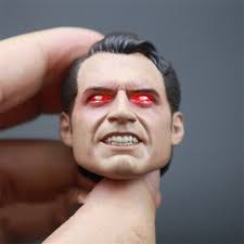 Angry Superman Lighting Eyes Head Model 1/6 Scale Clark Kent Head Carved