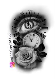 However, adding a pocket watch to this flower shows that time will never change how you feel about your significant other or it can show the time that you met your better half. Pocket Watch Time Tattoo Design Clock And Rose Tattoo Clock Tattoo Design Time Clock Tattoo