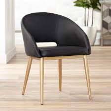 Lowe smoke leather bar stool. Thatcher Black Faux Leather And Antique Brass Modern Dining Chair 58a22 Lamps Plus
