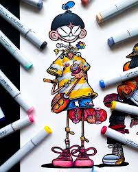 Gawx Art Sur Instagram Working On A Big Character Drawing This Is Only One Of Them Really Happy With Ho Doodle Art Designs Doddle Art Character Drawing