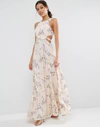 Kleid mit cut outs guess offizieller online shop. Asos Maxikleid Mit Blumenmuster Und Cut Outs An Der Taille Asos