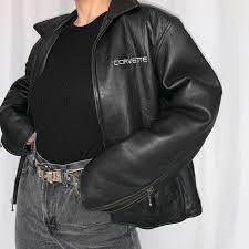 Vintage Corvette Leather Jacket Size Xl Bust Depop Leather Jacket Vintage Corvette Jackets