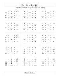 The Multiplication And Division Relationships With Products To 100 A Fact Family Worksheet Multiplication And Division Worksheets Fact Families Multiplication