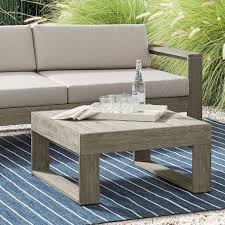 Square grey manufactured wood coffee table: Portside Outdoor Square Coffee Table