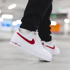 Nike Air Force 1 Red Swoosh In 2020 Nike Air Shoes White Nike Shoes Sneakers Fashion
