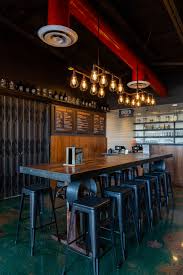 Beer Garden Interior Wood Wainscoting Restaurant Design Concrete Floors