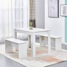 With proper care and use this table will provide pleasure for generations to come. Huisen Furniture Wooden White Kitchen Dining Table And 2 Long Benches Chairs Small Space Dinette Set With 4 Dinner Seat White Amazon Co Uk Kitchen Home