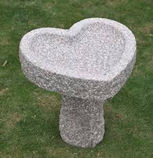 Heart Shape Bird Bath Hand Carved From Naatural Pink Granite Even The Column In Heart Shaped Too More On Www Mvs Stone Bird Baths Bird Bath Garden Bird Bath