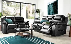 Whether you're looking to buy living room furniture sets online or get. Vancouver Black Leather 3 2 Seater Recliner Sofa Set Furniture And Choice