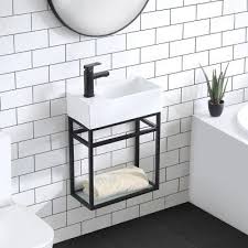 Cottage style makeup vanity decorating interior of your house. Black Floating Bathroom Vanities Bath The Home Depot