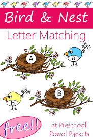Names Of Birds With Their Nests Birds Nest Letter Matching Free Printable Letter Activities Preschool Spring Preschool Activities Alphabet Preschool