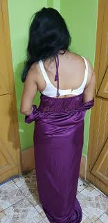 Later on, she slipped into a plunging lace chemise complete with a satin bow and lace hem. Purple Nighty Series Strip Tease Tumbex