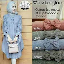Baju atasan blouse tunik wanita baju muslim blus muslim rafanda tunik toska xl terbaru di lapak mitra solution | bukalapak. Jual Atasan Blouse Tunik Wanita Baju Muslim Blus Muslim Worie Longtop Jakarta Pusat Pd Novitasari Tokopedia