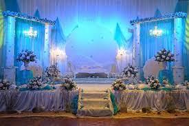 Today we are creating a wedding tablescape and centerpiece that is fit for an island princess. Pelaminan Under The Sea Sea Wedding Theme Sea Wedding Ocean Wedding