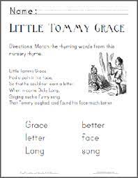 Little Tommy Grace Nursery Rhyme Worksheets Are Free To Print Pdf Files Nursery Rhymes Rhymes Abc For Kids