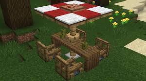 Use a flower pot, pvc pipe, and concrete to make this umbrella stand planter for your patio or garden. Picnic Table Minecraft Furniture