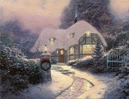 Christmas Cottage Thomas Kinkade Studios Thomas Kinkade Christmas Scenery Background Thomas Kinkade