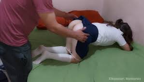 Stepfather Helps His Teen Stepdaughter Student with Homework When They are  Home Alone