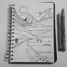 Sketchbook Art Of Landscape With Mountains Using Pen Lineart Art Sketchbook Sketch Book Sketchbook Drawings