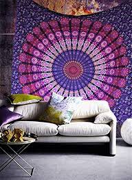 Only 3 available and it's in 1 person's cart. Amazon Com Raajsee Indian Cotton Purple Tapestry Mandala Wall Hangings Hippie Tapestries Boho Throw Bohemian Bedding Beach Blanket Yoga Meditation Rugs Bedspread 140x210 Cms Home Kitchen