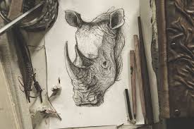 Stylized Sketchbook Animal Pencil Drawings Animal Drawings Sketches Pencil Drawings Of Animals Rhino Illustration