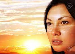 Woman S Face On A Sunset Close Up Stock Photo Picture And Royalty Free Image Image 64578589