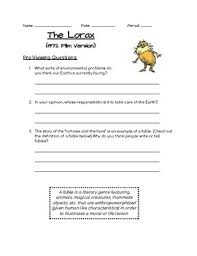 Thank you for becoming a … The Lorax Questions Worksheets Teaching Resources Tpt
