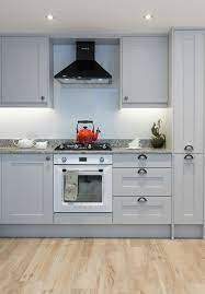 Frontal type shaker style door with a bevelled edge on the stile and rail. Light Grey Shaker Style U Shape Fitted Kitchen With Amrbosia White Granite Modern Kitchen Cornwall By Kettle Co Kitchens Houzz Uk