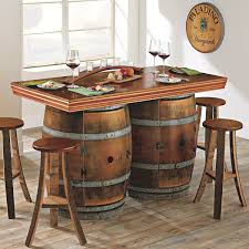 Reclaimed Wine Barrel Bar Island Set Whiskey Barrel Bar Wine Barrel Table Wine Barrel Bar