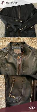 Black With Gold Detail Leather Jacket Leather Jacket Jackets Leather