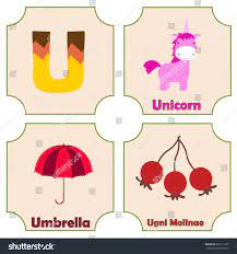 6 · uakari · ubiety ; Cute Colorful Alphabet Letter U Set Stock Vector Royalty Free 669111655 Shutterstock