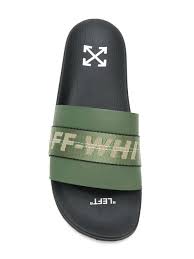 Off White C O Virgil Abloh Leather Industrial Slide In Army Green Green For Men Lyst Découvrez les tongs et mules pour homme chez asos. industrial slide