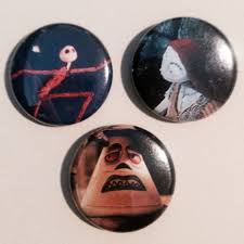 JACK, SALLY & the MAYOR -- From "the Nightmare Before Christmas", Cute  Lithographed Pins, Set of Three