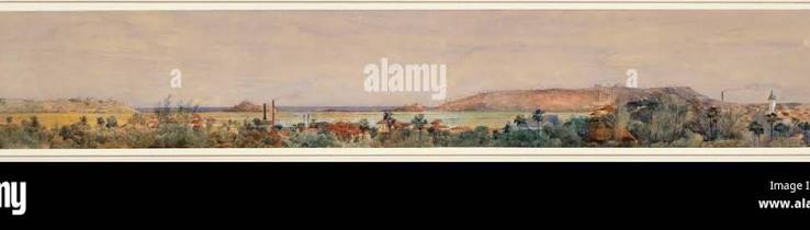 A panoramic view of Bombay taken from Chinchpoogly Hill, looking towards Cumballa Hill and Warli. c.1870s. Watercolour. Source: WD 3822. Author: Griffiths, Linette Rebecca Stock Photo - Alamy