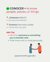 ❓Saber or conocer? Both mean “to know” in Spanish… but say the wrong one,  and you might confuse facts with people. ⁣ 📌 This is one of the most  common verb mistakes