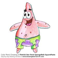 You can now ink the picture or also color it with colored pencils or. Patrick Star From Spongebob Squarepants Colored Pencils Drawing Patrick Star From Spongebob Squarepants With Color Pencils Drawingtutorials101 Com