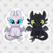 Adoptables / general furry art. Baby Dragon Toothless Light Furry Httyd Fanart Cartoon Dragon Furies Night Fury Toothless And Light Fury Autocollant Teepublic Fr