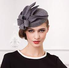 Gray Flower Pillbox Hat For Women Felt Fascinator Hats Cocktail Wear Vintazhnye Shlyapy Modnye Golovnye Ubory Vykrojki Shlyap