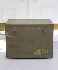 Large Army Green Military Metal Trunk Metal Chest Etsy Metal Trunks Industrial Storage Wood Storage Cabinets