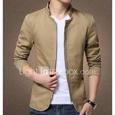 Men S Casual Daily Work Simple Spring Summer Fall Jacket Solid Stand Long Sleeve Regular Polyester 2017 2 Mens Jackets Casual Slim Fit Jackets Casual Jacket