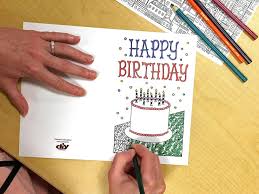 Foldable happy birthday card printable. Free Downloadable Adult Coloring Greeting Cards Diy