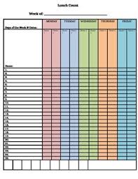 Weekly Lunch Choice Chart