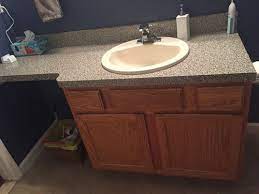 In a small bathroom, make sure the vanity is. Vanity Help No More Extended Countertop What Can We Put Here