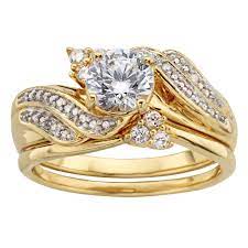 Fingerhut bridal sets / fingerhut bridal sets fingerhut sterling silver square cz 2 pc bridal set wedding set or bridal set traditional 3 piece rings consists of an engagement ring a wedding band for : Fingerhut 18k Gold Over Sterling Silver Round Cz And Diamond Accent Interlocking Bridal Set