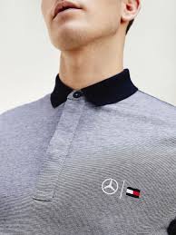 Mercedes Benz Slim Fit Polo Met Strepen Blauw Tommy Hilfiger In 2020 Poloshirt Strepen Tommy Hilfiger