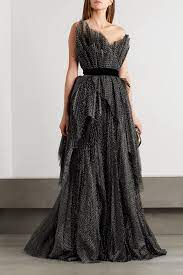 Black Strapless Embroidered Tulle Gown Ralph Russo In 2021 Tulle Gown Gowns Ralph And Russo