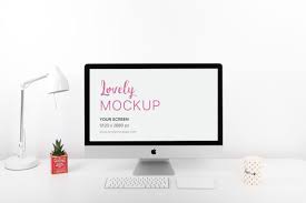 Imac Mockup On Clean White Desk Imac Mockup Iphone Watch Bands