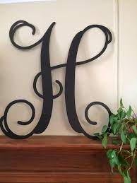 Gran Carta Unica Metal Monograma Pared Puerta Etsy Letter Wall Decor Metal Tree Wall Art Metal Letter Wall Art